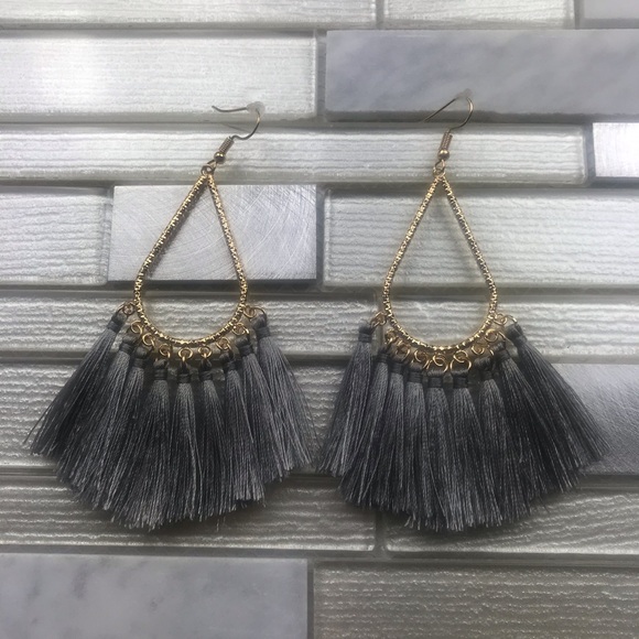 Boho Tassel Earring Gray - Picture 1 of 1